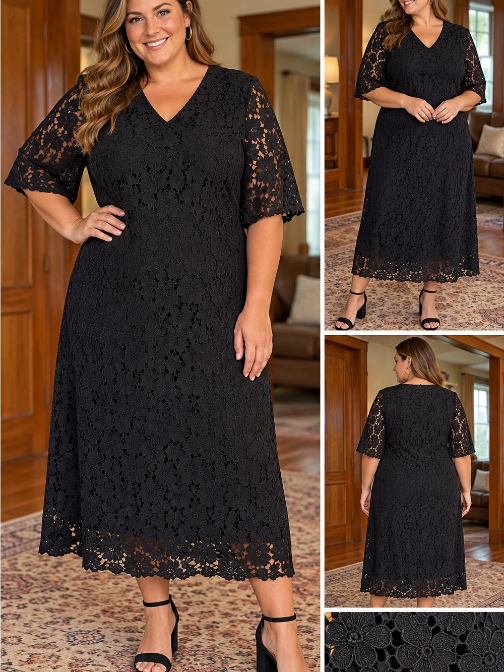 Tuckernuck Black Lace Midi Dress